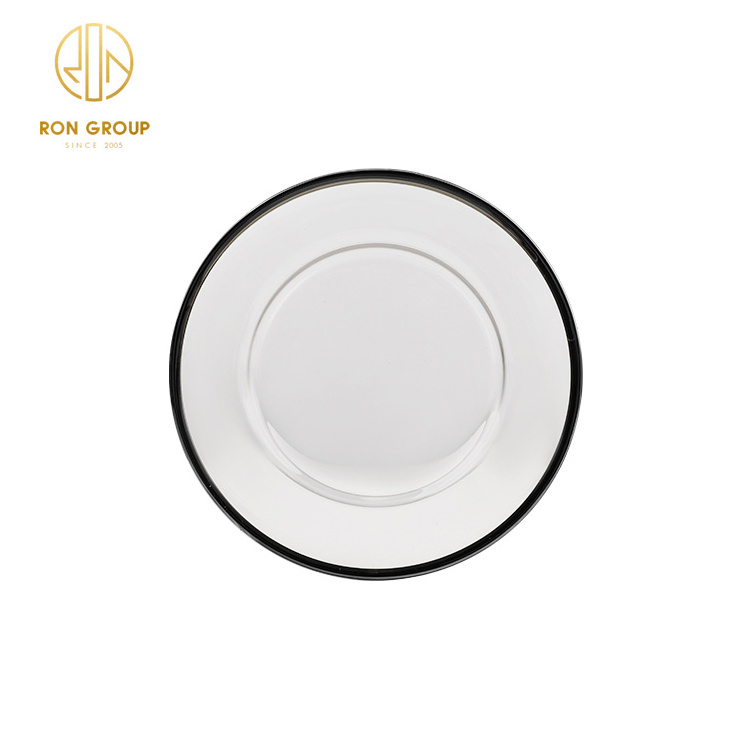 Classic Clear Black Gold and Silver Edge Glass Transparent Plate for Wedding Party Hotel Dinner Plates Tableware