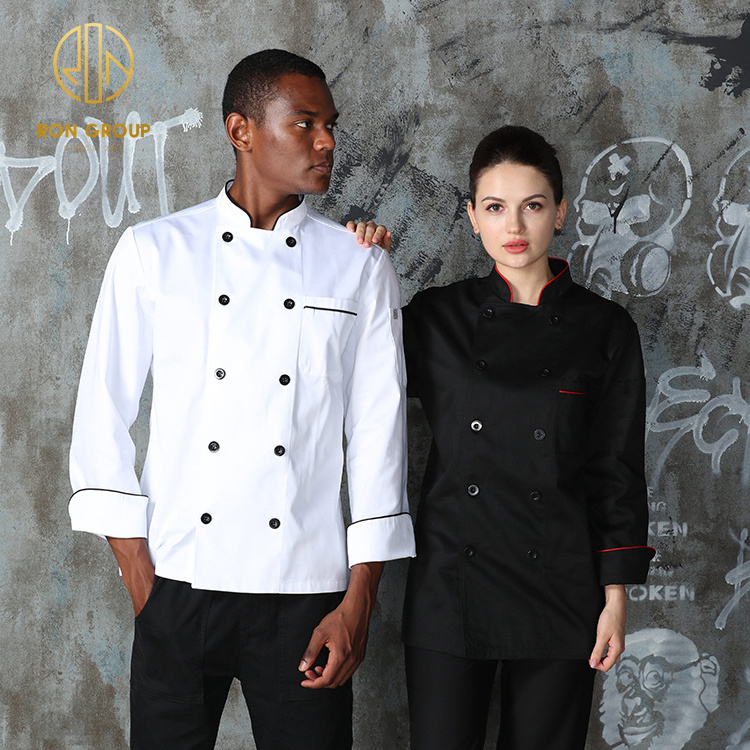 New Fashion Custom Logo Kitchen Hotel White Black Staff Short Sleeve Clothes Jacket Uniform Italian Restaurant Chief Uniform