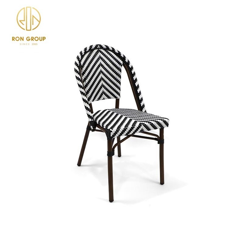 wholesale hot selling patio furniture rattan wicker aluminum frame chair cafe restaurant outdoor rattan dining chair