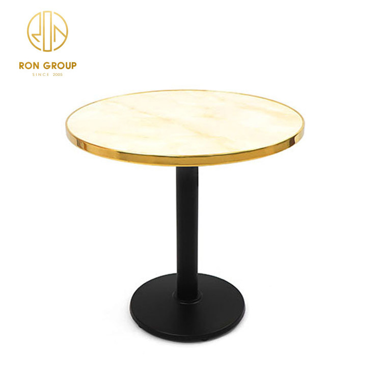 Hot Sale Coffee Shop Table Top Replacement Restaurant Desk Rock Table with Steel Edge and Stainless Steel Legs