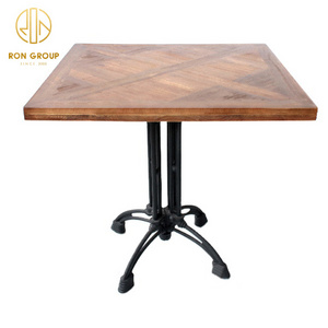 Wholesale modern wood cafe commercial small square solid wooden hotel restaurant table top