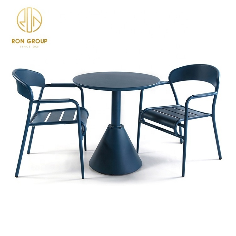 Useful Blue Color Aluminium material Garden Furniture stackable Outdoor Restaurant Armchair Patio Furniture