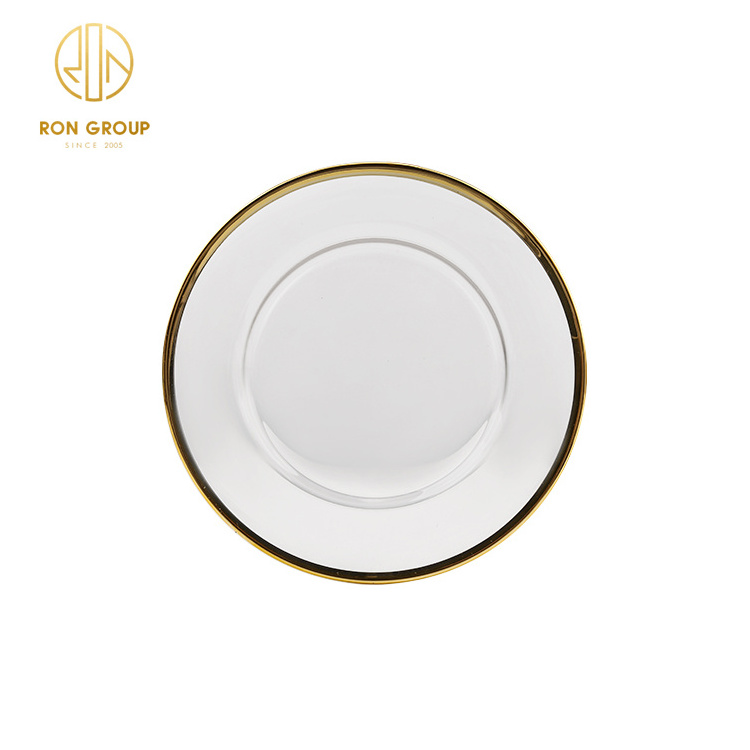 Classic Clear Black Gold and Silver Edge Glass Transparent Plate for Wedding Party Hotel Dinner Plates Tableware