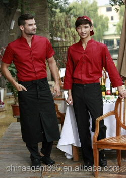 Wholesale Restaurant Catering Hotel Kitchen Red Waiters Waitress Serving Chef Cooking Shirt Uniforme De Chef