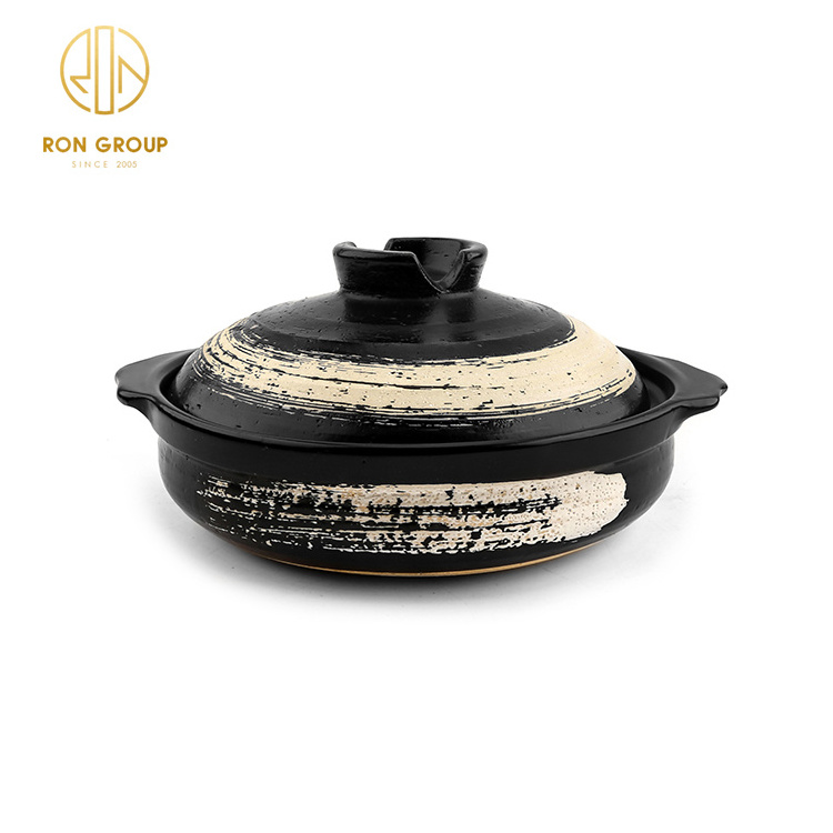 Restaurant Black Color Food Grade Cast Iron Pots Set Cookware Casserole Hotel Catering Ceramic Casserole Clay Cooking Pot