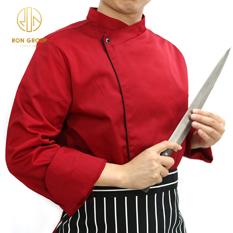 Wholesale Restaurant Catering Hotel Kitchen Red Waiters Waitress Serving Chef Cooking Shirt Uniforme De Chef