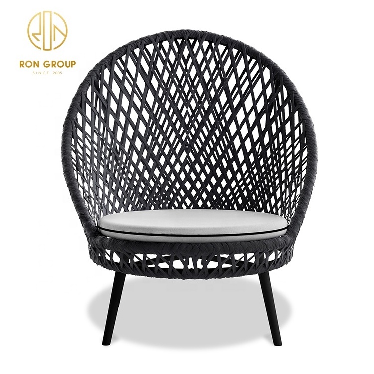 All Weather Indoor Oval Weave Lounge Outdoor Garden Furniture Aluminum Base Rattan Seating Wicker Chair Outdoor Furniture