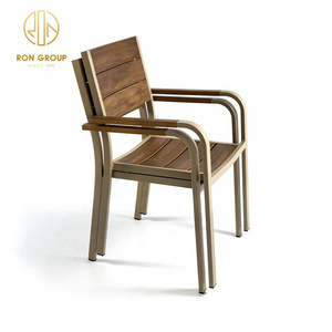 Wholesale Simple Restaurant Dining Chair Outdoor Furniture Aluminum Plastic Teak Wood Arm Chair