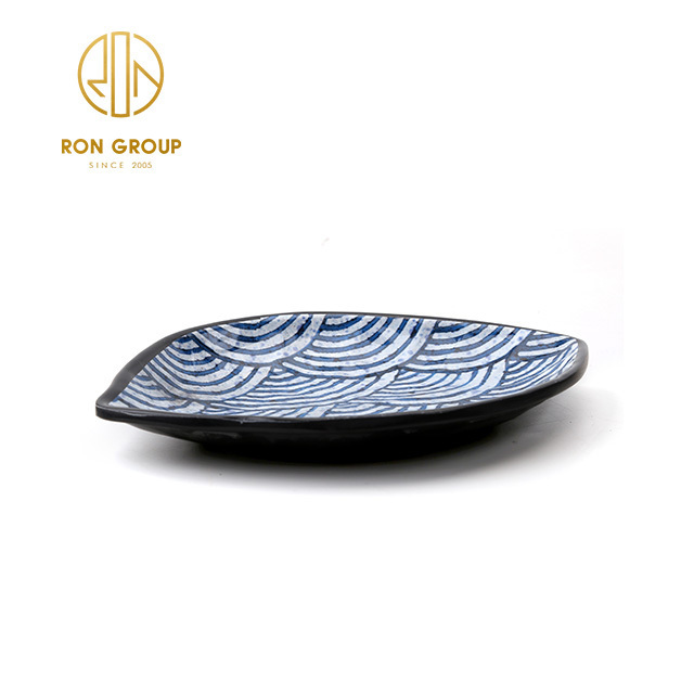 Wholesale Japanese Style Catering Restaurant Hotel High Feet Sushi Snack Serving Plate Bulk Ceramic Plates