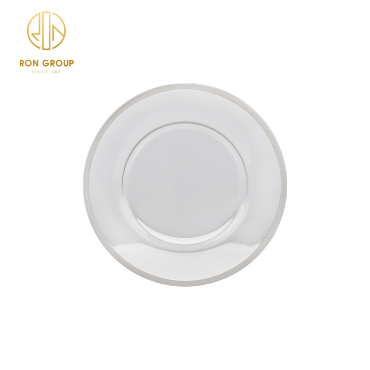 Classic Clear Black Gold and Silver Edge Glass Transparent Plate for Wedding Party Hotel Dinner Plates Tableware