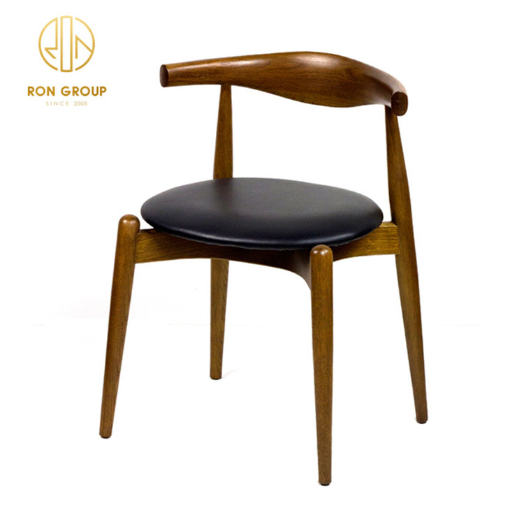 Hot Sale Cafe Dining Restaurant Movie Theater Supermarket Dining Area Wood Elbow Chair With Round Seat