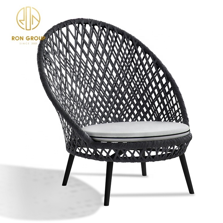 All Weather Indoor Oval Weave Lounge Outdoor Garden Furniture Aluminum Base Rattan Seating Wicker Chair Outdoor Furniture