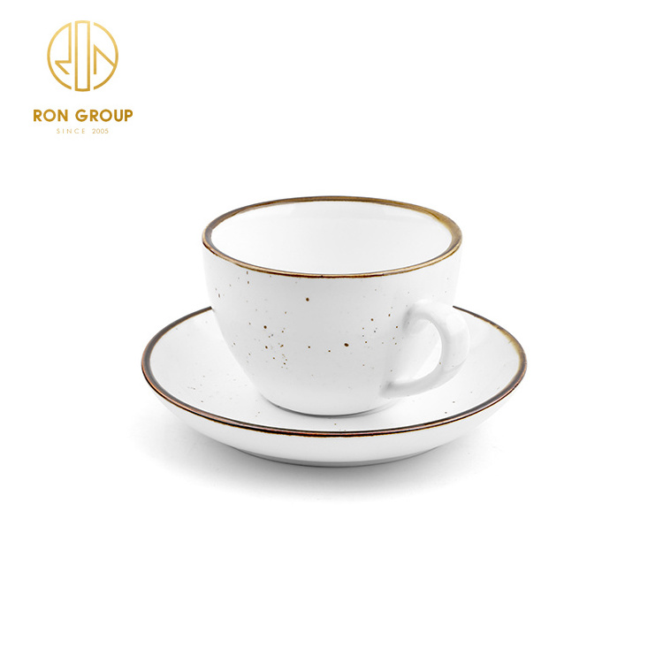 Wholesale fine bone customized unbreakable porcelain china tea cup restaurant ceramic coffee mug with gold rimmed