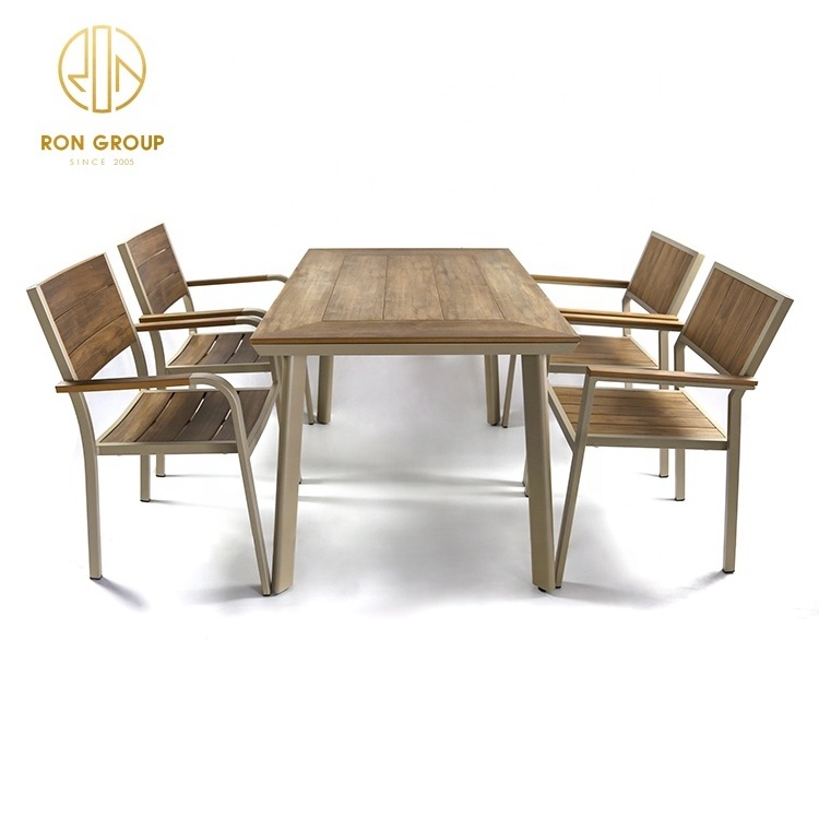 Wholesale Simple Restaurant Dining Chair Outdoor Furniture Aluminum Plastic Teak Wood Arm Chair