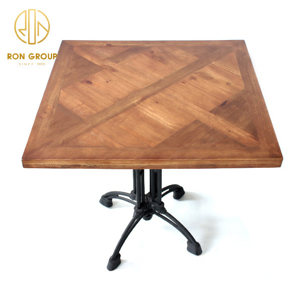 Wholesale modern wood cafe commercial small square solid wooden hotel restaurant table top