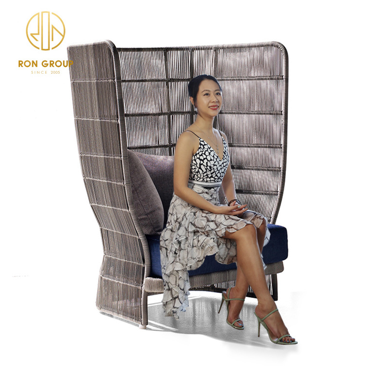 Wholesale Unique Design High Back Oversize Outdoor Furniture Patio Lounge Aluminum Frame Chair Set Leisure Rattan Woven Chair