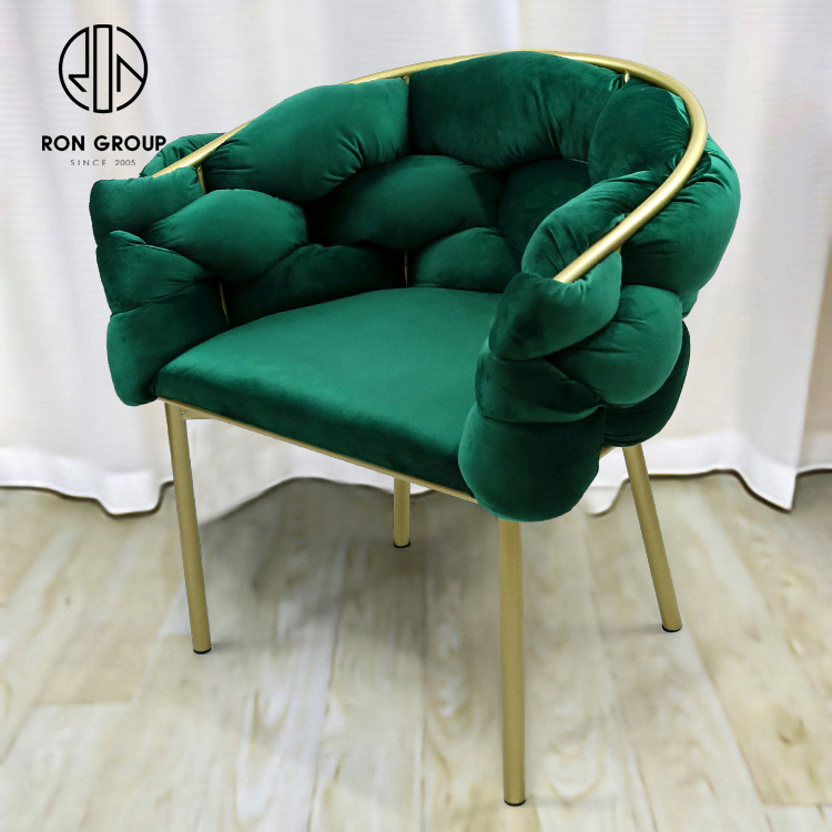 upholster stainless steel custom gold furniture luxury metal modern arm velvet sofa room dinning restaurant living dining chair