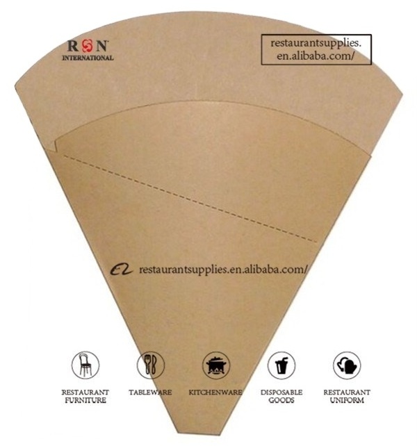 Custom logo Printed food grade Cardboard Crepe Holder Food brown kraft Paper Cone Perforated Crepe Holder