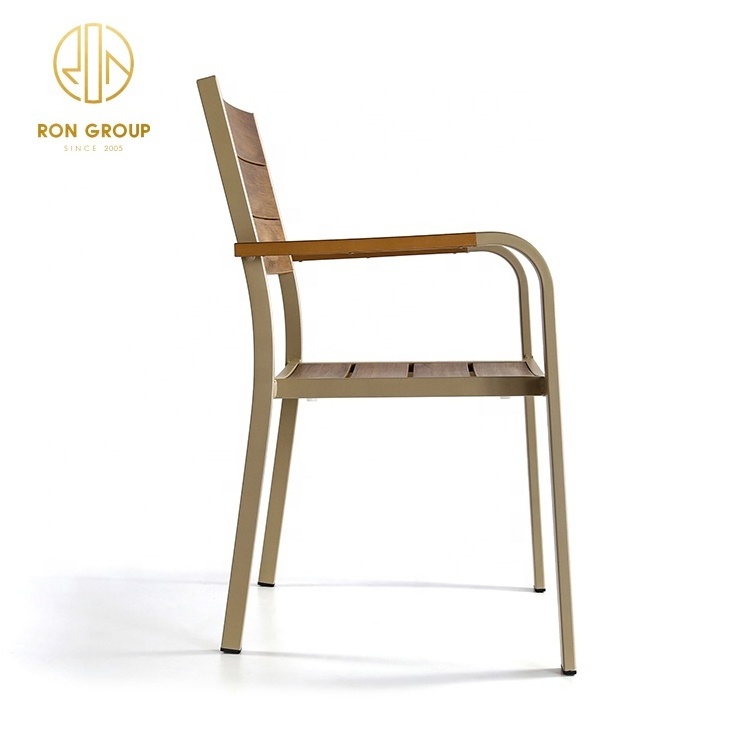 Wholesale Simple Restaurant Dining Chair Outdoor Furniture Aluminum Plastic Teak Wood Arm Chair