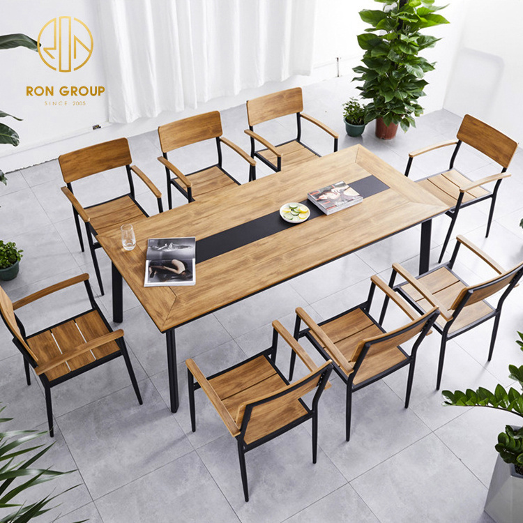 good quality light weight wood plastic composite aluminum frame outdoor garden restaurant Patio Dining table