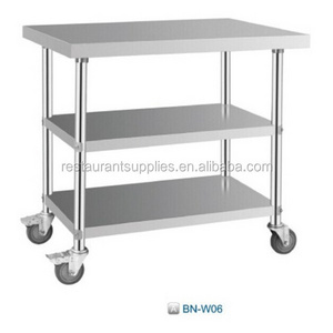 Movable Kitchen Table Stainless Steel Workbench With Wheels Commercial Inox Working Table For Restaurant Kitchen