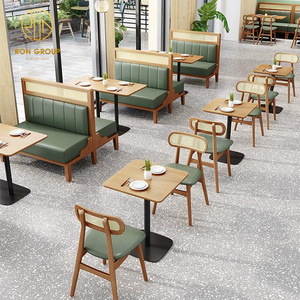 Booth bench sofa Fast food Coffee Shop Commercial furniture cafe solid wood square restaurant booth seating table and chair set