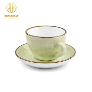 Wholesale fine bone customized unbreakable porcelain china tea cup restaurant ceramic coffee mug with gold rimmed