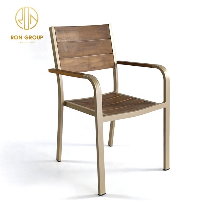 Wholesale Simple Restaurant Dining Chair Outdoor Furniture Aluminum Plastic Teak Wood Arm Chair