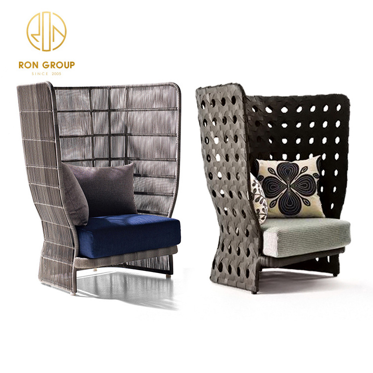 Wholesale Unique Design High Back Oversize Outdoor Furniture Patio Lounge Aluminum Frame Chair Set Leisure Rattan Woven Chair