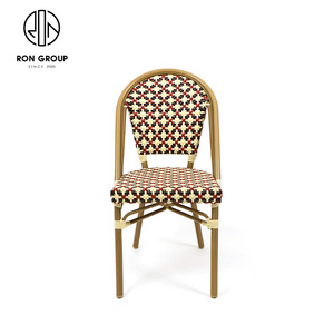 Modern Design Stackable Patio Wicker Dining Chair Indoor and Outdoor French Paris Bistro Furniture for Restaurant Hotel Club