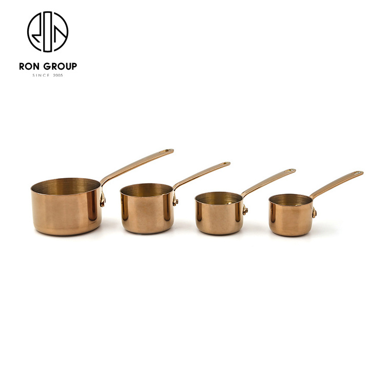 Wholesale Restaurant Kitchenware Dipping Bowls Stainless Steel Mini Saucepan Milk Pan Small Sauce Copper Pot with Long Handle