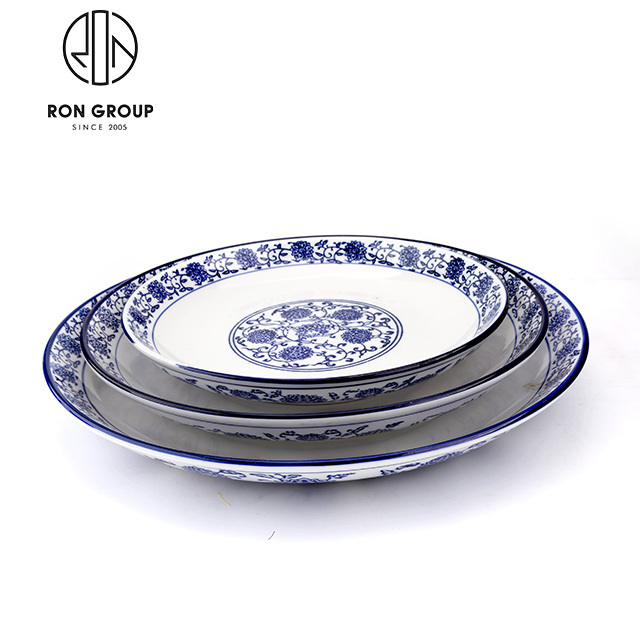 Wholesale Japanese Restaurant Blue And White Porcelain Dinnerware Sets antique pattern dinner plates sets