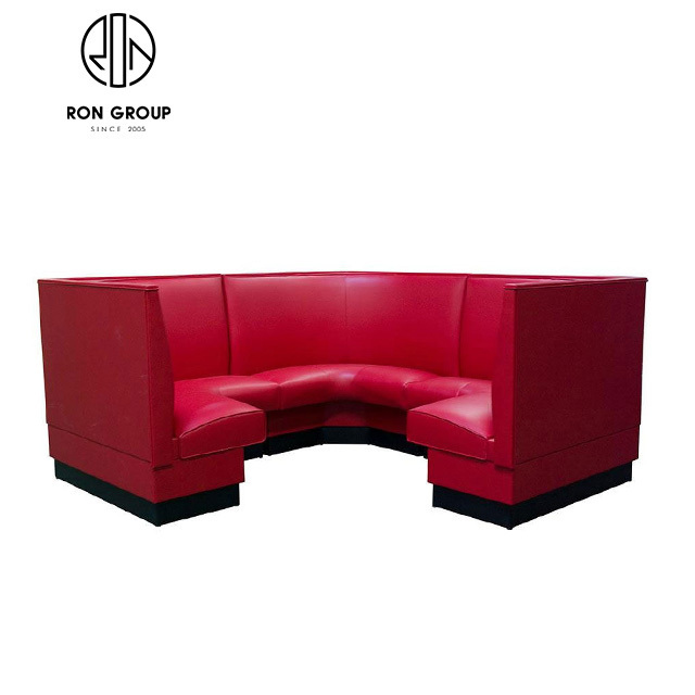 Wholesale Hot Sale Custom Nightclub Bar Banquet Restaurant Project Commercial Furniture Red Leather PU Curved Booth Seating