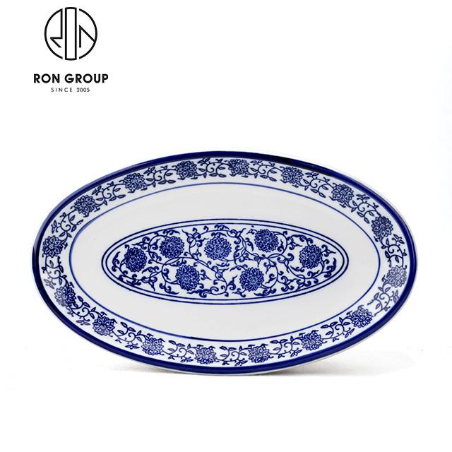 Wholesale Japanese Restaurant Blue And White Porcelain Dinnerware Sets antique pattern dinner plates sets