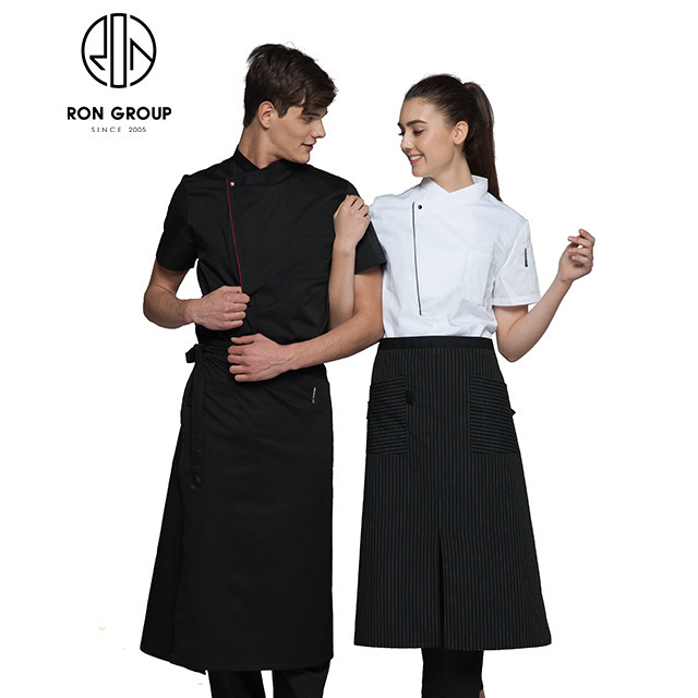 Custom Print Logo Hospitality Catering Hotel Cafe Bar Restaurant Chef Waiter Waitress Work Uniform Unisex Clothes Uniformes