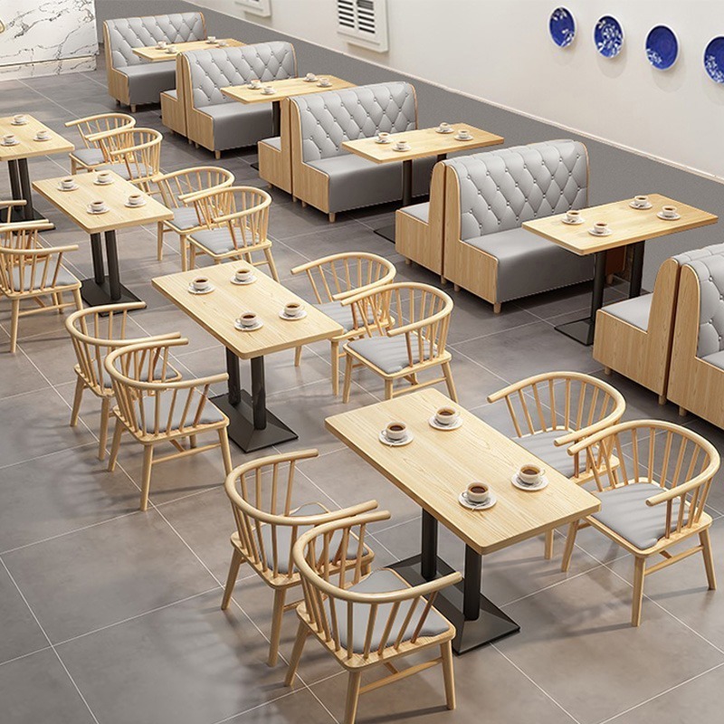 Nordic fancy dinning seat restaurant booth seating hot sell hotel coffee shop wooden restaurant tables and chairs