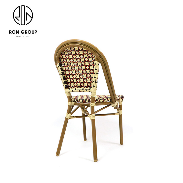 Modern Design Stackable Patio Wicker Dining Chair Indoor and Outdoor French Paris Bistro Furniture for Restaurant Hotel Club