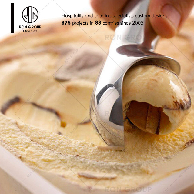 Ice cream tools wholesale food grade restaurant anti-freeze sliver 304 stainless steel ice cream scoop