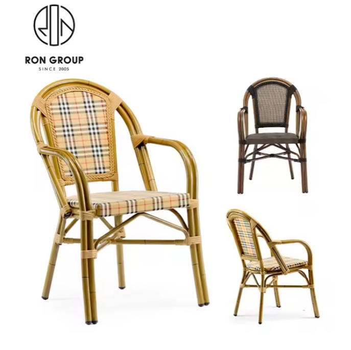 Restaurant Hotel Club Indoor And Outdoor Chairs Stackable Patio Wicker French Paris Bistro Furniture Rattan Dining Chair