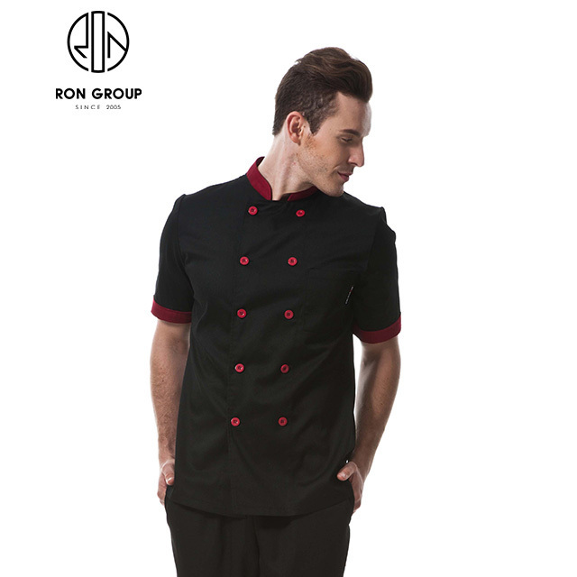 Hot Sale Custom Logo Hotel Bar Banquet French Restaurant Kitchen Cook Uniform De Chef Black Long Sleeve Jacket Coat Chef Uniform