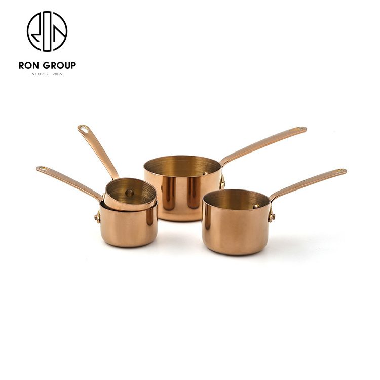 Hot Sale Restaurant Mini Small copper frying pan Stainless Steel Sauce Pots Rose Gold Pots And Pans nonstick Cookware Set