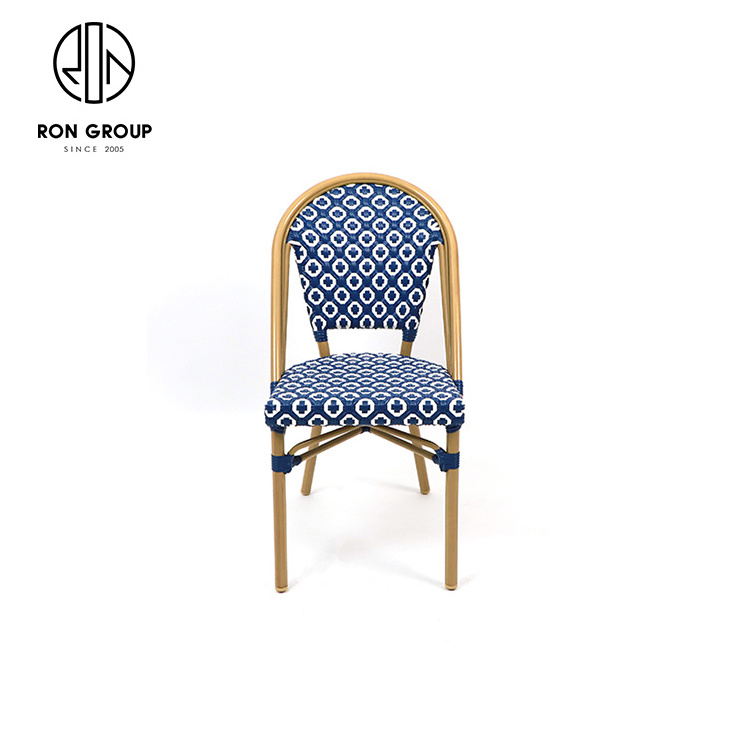 Modern Design Stackable Patio Wicker Dining Chair Indoor and Outdoor French Paris Bistro Furniture for Restaurant Hotel Club