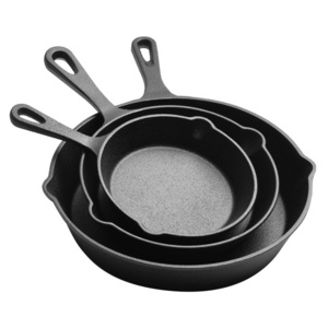 Korean Bbq Restaurant 16cm 20cm 25cm Pre Seasoned Cookware Egg Bread Bacon Frying Grill Pan Cast Iron Non Stick Skillet Fry Pan