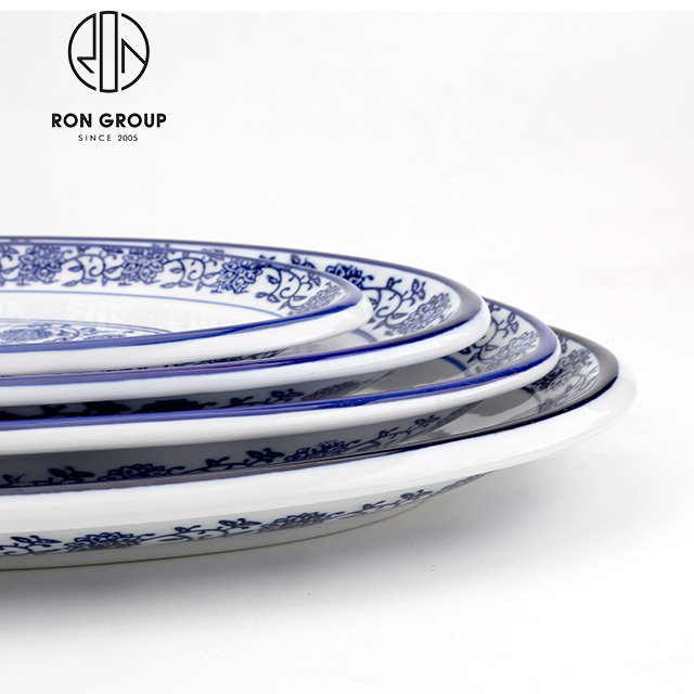 Wholesale Japanese Restaurant Blue And White Porcelain Dinnerware Sets antique pattern dinner plates sets