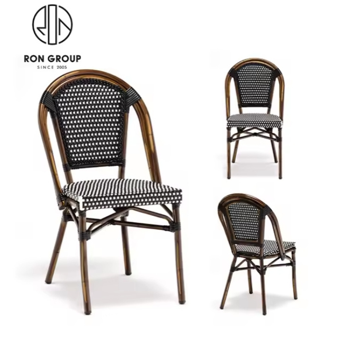 Restaurant Hotel Club Indoor And Outdoor Chairs Stackable Patio Wicker French Paris Bistro Furniture Rattan Dining Chair