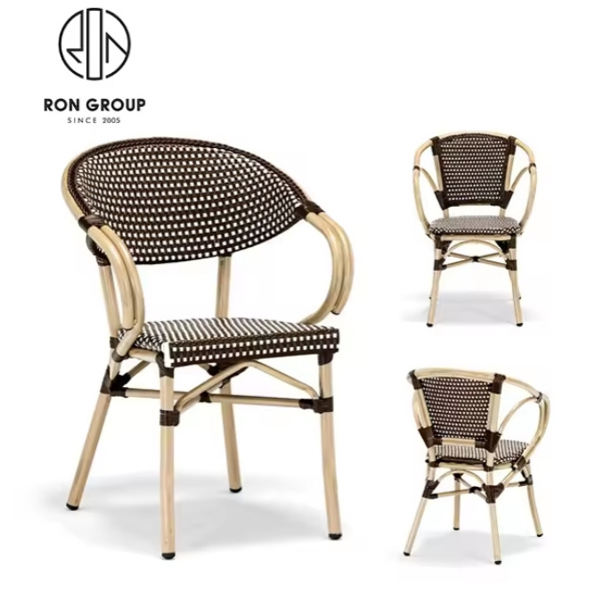 Restaurant Hotel Club Indoor And Outdoor Chairs Stackable Patio Wicker French Paris Bistro Furniture Rattan Dining Chair