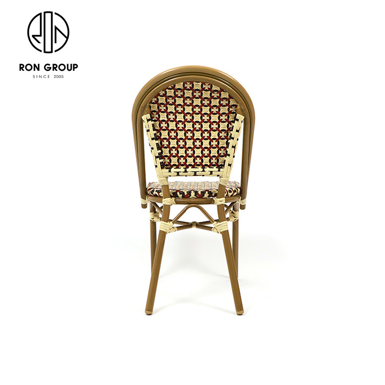 Modern Design Stackable Patio Wicker Dining Chair Indoor and Outdoor French Paris Bistro Furniture for Restaurant Hotel Club