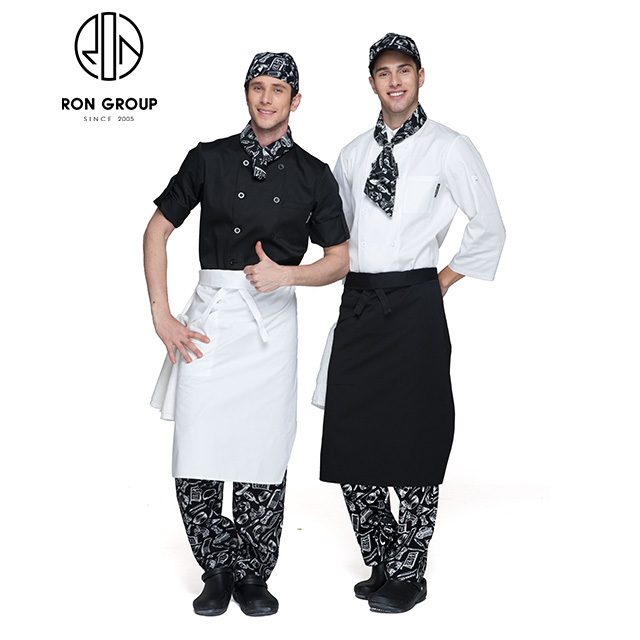 Custom Print Logo Hospitality Catering Hotel Cafe Bar Restaurant Chef Waiter Waitress Work Uniform Unisex Clothes Uniformes