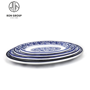 Wholesale Japanese Restaurant Blue And White Porcelain Dinnerware Sets antique pattern dinner plates sets