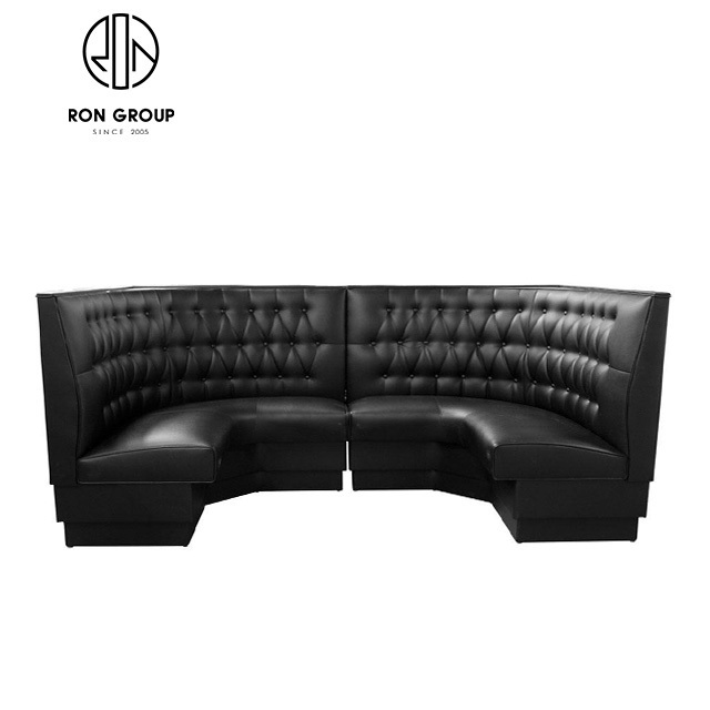 Commercial Modern Dining Bar Furniture Leather Seating High Back Cushions Wooden Frame Metal Leg Bench Sofa Restaurant Booths